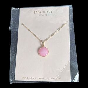Sanctuary Project’s Round Rose Quartz Serenity Gold Tone Chain Necklace
